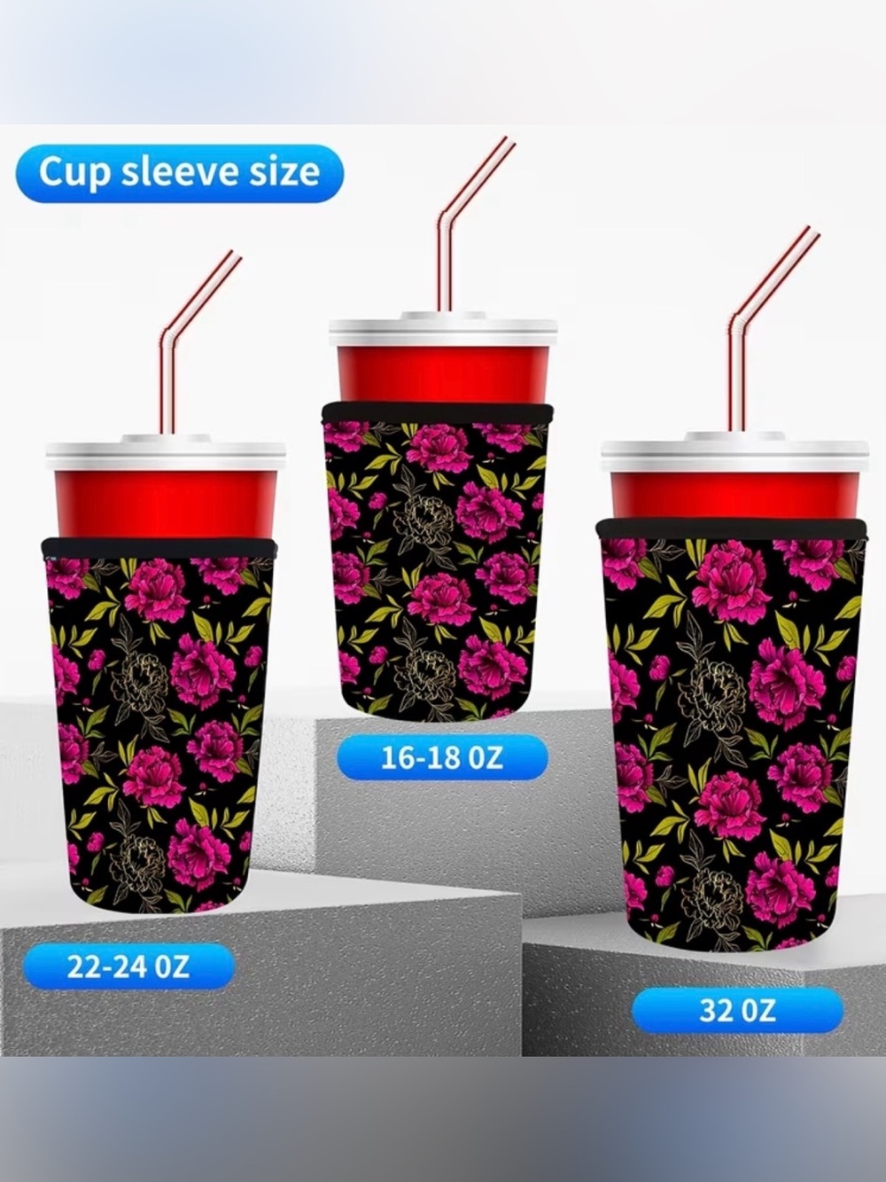 Isolated cup sleeve small med and large available pick your style and size - Picture 2 of 6
